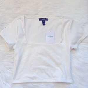 Forever 21 Cream Square Neck Top